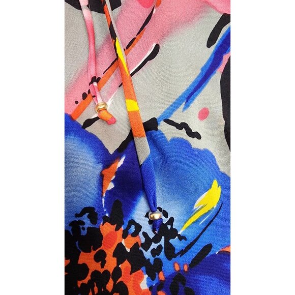 St. John Floral Tunic Dress With Rhinestone Accents Size P Silk Blend - Picture 12 of 15